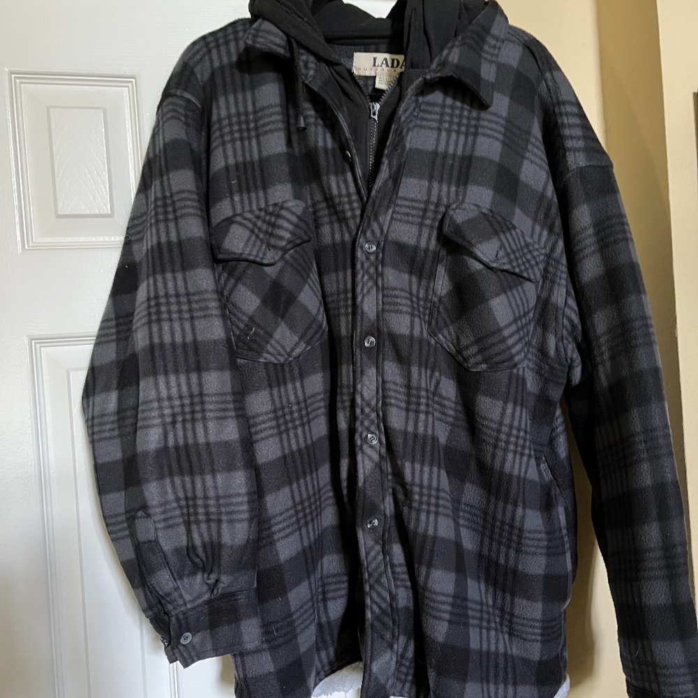 Men's Black & White Flannel Shacket